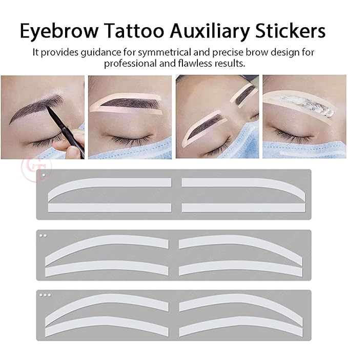 6 Pairs Eyebrow Tattoo Auxiliary Stickers Disposable Adhesive Eyebrow Template Sticker Women Disposable Adhesive Eyebrow Template Sticker (6 Pairs Sticker+1 Black Brow Pencil)