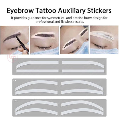 6 Pairs Eyebrow Tattoo Auxiliary Stickers Disposable Adhesive Eyebrow Template Sticker Women Disposable Adhesive Eyebrow Template Sticker (6 Pairs Sticker+1 Black Brow Pencil)