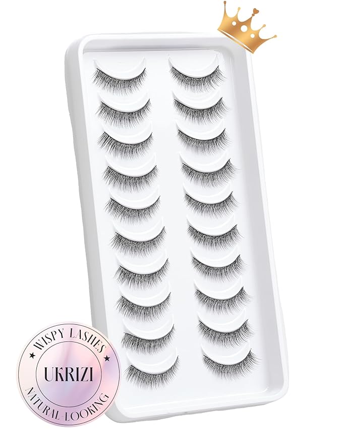 Natural Lashes Short Lashes Natural Eyelashes Natural Look False Eyelashes Wispy Lashes for Samll Eyes Fake Eyelashes 10 Pairs 10mm Bluebell