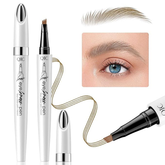 Eyebrow Pen Waterproof Eyebrow Pencil Natural Simulation Eyebrow Pencil for women's professional makeup with 4 Fork Tip for Natural-Looking Hair-Like Defined Brows, Last All-Day（Light Brown）