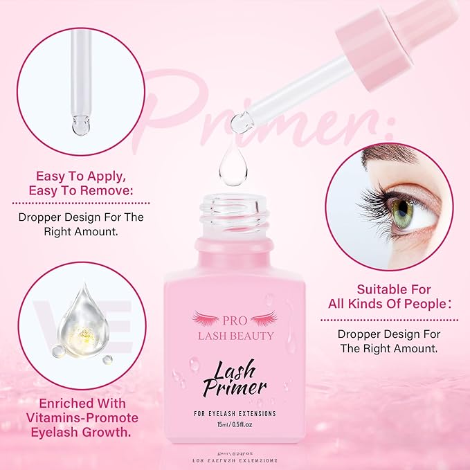 Lash Bonder Lash Primer for Eyelash Extensions Kit Longer Retention Glue Accelerator Lash Sealant Eyelash Bonder Primer 2 IN 1 Pre-Treatment for Professional Lash Extension (15ml+15ml)