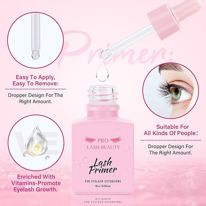 Lash Bonder Lash Primer for Eyelash Extensions Kit Longer Retention Glue Accelerator Lash Sealant Eyelash Bonder Primer 2 IN 1 Pre-Treatment for Professional Lash Extension (15ml+15ml)