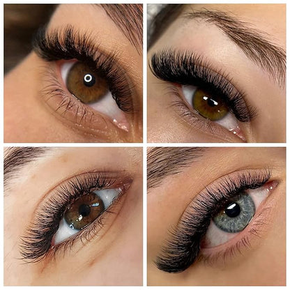 Premade Fans Eyelash Extensions 600 pcs Small Base Promade Loose Fans Stable C Curl 9-14mm Mix Lengths Short Stem Pre Made Volume Lashes with Reusable Silicone Pad by EMEDA (10D 0.07 C 9-14mm)