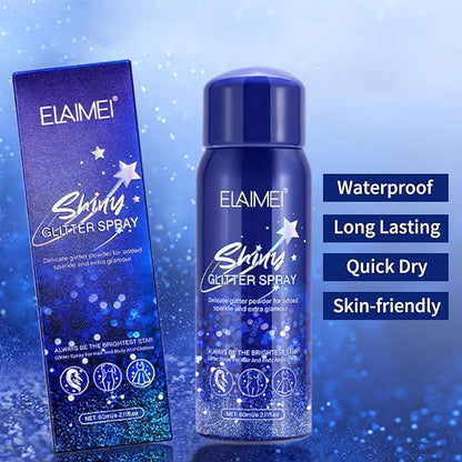 Body Glitter Spray for Hair and Clothes, Quick-Drying and Long-Lasting Shiny Spray for Stage 2.11Fl Oz