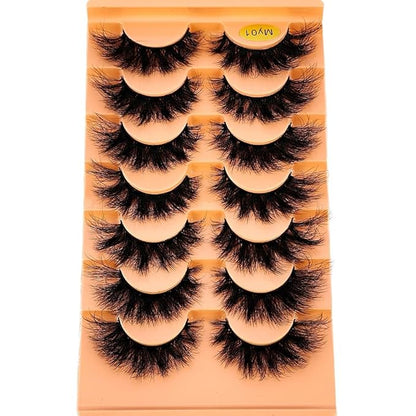 HBZGTLAD NEW 7pairs Cat eye Eyelashes 3D Natural False Lashes 5d Fluffy Soft Cross Manga Lashes Wispy Natural Eyelash Extension Makeup (MY-01)