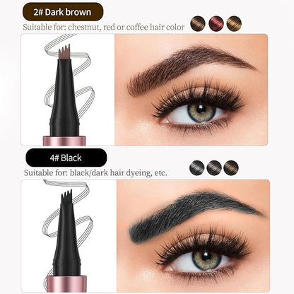 2024 New Eyebrow Microblading Pen, New 3D Waterproof Microblading Eyebrow Pencil Contouring Pen, 4-Tipped Precise Brow Pen, Long-Lasting Natural Fine Stroke Eyebrow Pen (a-black)