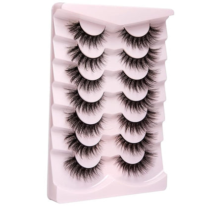 Onlyall Lashes Mink False Eyelashes Natural Wispy Lashes Soft Faux Mink Lashes Fluffy False Lashes 16MM A04