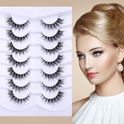 Cat Eye Natural Lashes Wispy False Eyelashes Short Fluffy Fake Lashes - 7 Pairs, ZG74