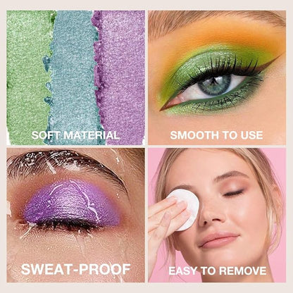 3Pcs Cream Eye Shadow Sticks Sets,Green Blue Violet Purple Shimmer Matte Pencil Eyeshadow Applicator Stick,Cream Eye Shadow Brightener Stick,Eye Makeup Palette Long Lasting Naturing-Looking