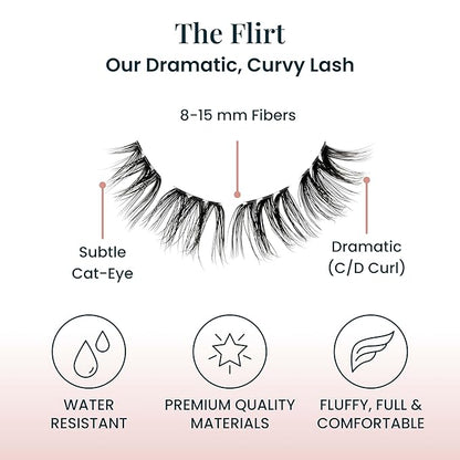 The Flirt Natural Lashes – Natural Lash Clusters for Women - Salon Quality At Home Eyelashes Extension Kit - 6 Lash Sets - No Lash Glue Included