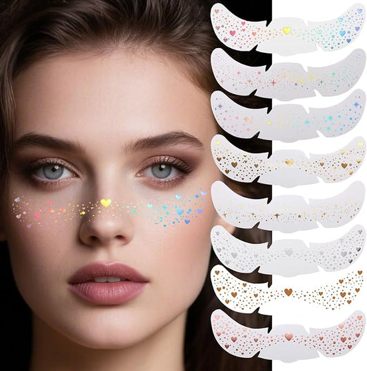 8 Counts Glitter Freckles, Face Glitter Makeup Speckles for Women Girls Festivals, Concerts, Parties, Rave Accessories