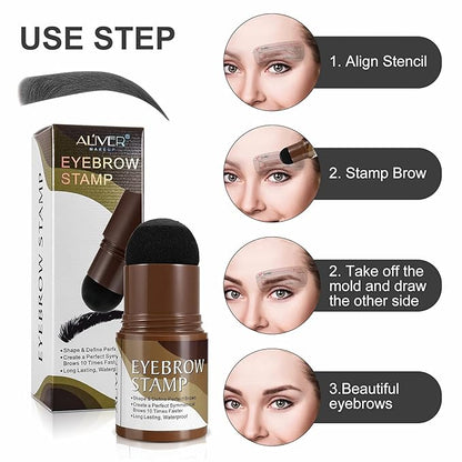 Eyebrow Stamp Stencil Kit – Waterproof Brow Stamp Shaping Kit Eyebrow Definer with 2 Eyebrow Pen Brushes and 10 Eyebrow Buildable Brow Stencils, Natural Shape Brow Powder Makeup Tool (Dark Gray)