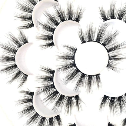Sunniess 5D Volume False Eyelashes Faux Mink Soft Lashes Makeup Long Cross Handmade Reusable Fake Eyelashes