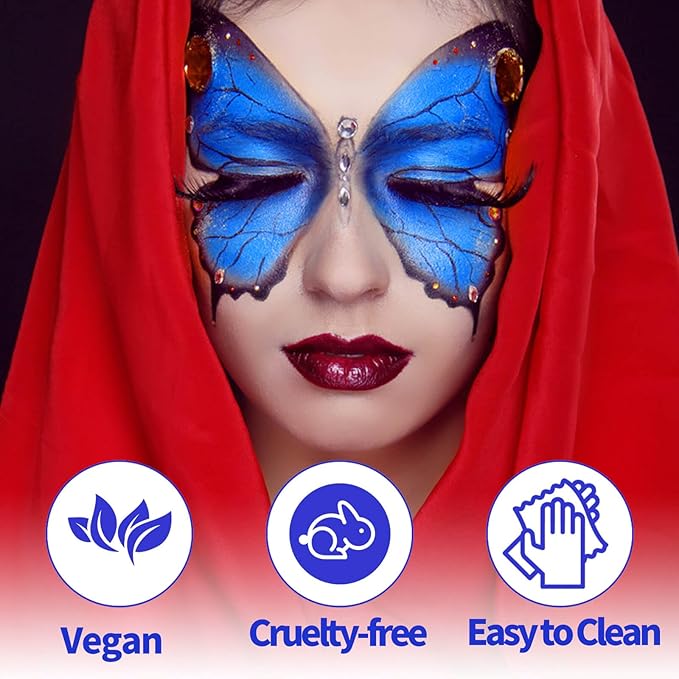 MEICOLY Cream Royal Blue Face Body Paint,2.1Oz Smudge-Proof Navy Blue Face Paint,Water Based Washable Full Body Paint for Adults and Kids,Dark Blue Halloween SFX Avatar Smurf Mystique Special Effects