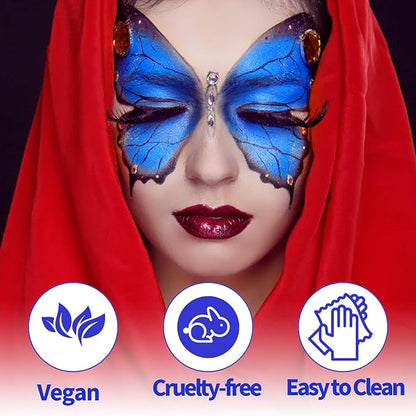 MEICOLY Cream Royal Blue Face Body Paint,2.1Oz Smudge-Proof Navy Blue Face Paint,Water Based Washable Full Body Paint for Adults and Kids,Dark Blue Halloween SFX Avatar Smurf Mystique Special Effects
