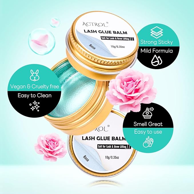 Lash Lift Glue Balm Eyelash Lifting Perm Rose Strong Hold Lash&Brow Perm Glue Balm Brow Adhesive Powerful Sticky Brow Lamination 0.35Oz/10G