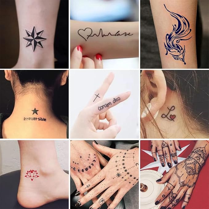 STIGMA Temporary Tattoo Kit 10 Bottles Color Inks, 84 Pcs Stencils Kit for Body Paint DIY Tattoos Temp, 8 Colors DIY Fake Tattoo for Women Kids