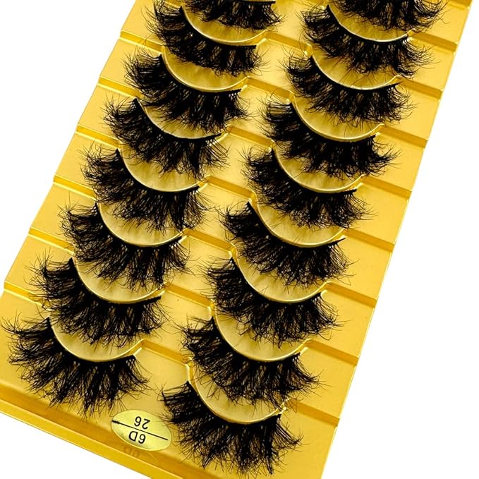 HBZGTLAD Soft Mink Eyelashes 3D Curl Winged End Eye Elongated Fake Lashes Thick Handmade Natural False Eyelash Messy Cross Lash Wholesale (6D26)