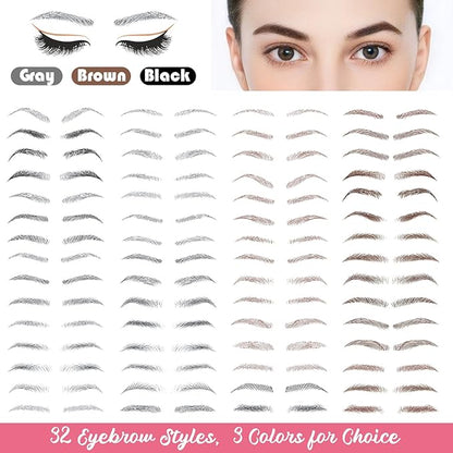 12 Sheets Eyebrows Tattoo Waterproof, 120 Pairs Eyebrow Tattoo Stickers Temporary Eyebrow Tattoos for Women & Girl, Fake Eyebrows Peel Off False 4D Hair-like Instant Transfer Brows