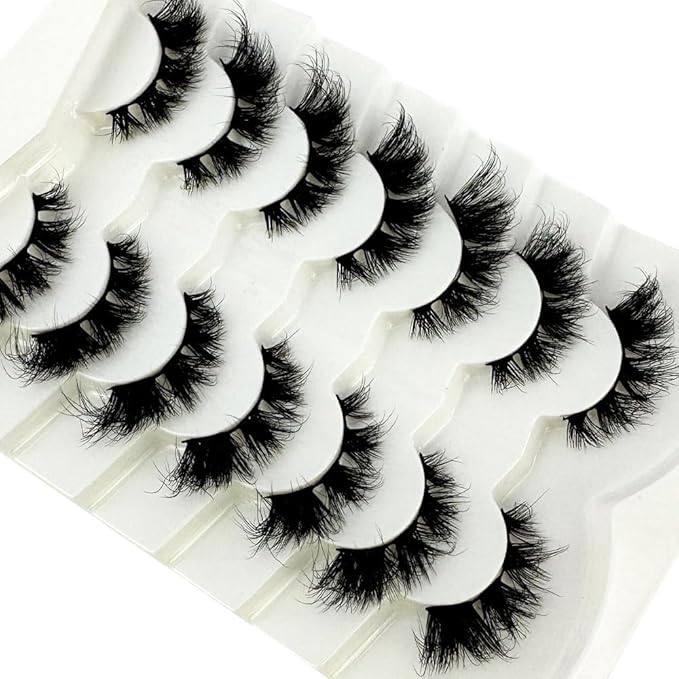 HBZGTLAD NEW 7pairs Cat eye Eyelashes 3D Natural False Lashes 5d Fluffy Soft Cross Manga Lashes Wispy Natural Eyelash Extension Makeup (L16)