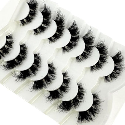 HBZGTLAD NEW 7pairs Cat eye Eyelashes 3D Natural False Lashes 5d Fluffy Soft Cross Manga Lashes Wispy Natural Eyelash Extension Makeup (L16)