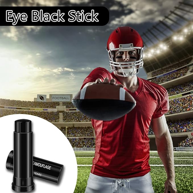 Eye Stick (Black) for Sports, Easy to Color Black Face Makeup Eye Stick Football/Baseball/Softball/Lacrosse Cosplay Makeup Accessories (3 Pcs)