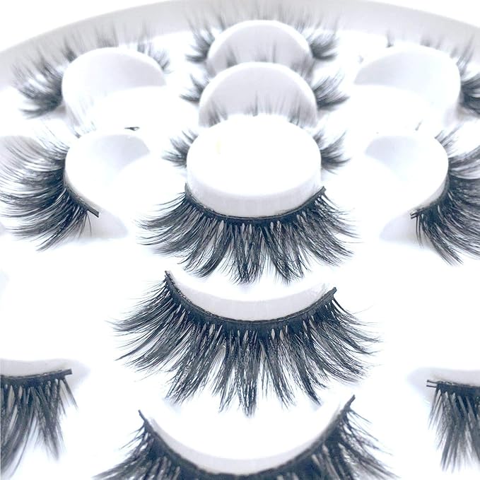 Sunniess 5D Volume False Eyelashes Faux Mink Soft Lashes Makeup Long Cross Handmade Reusable Fake Eyelashes
