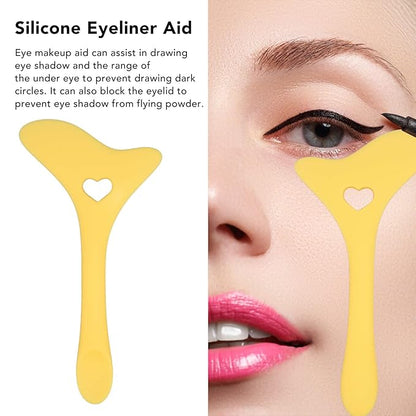 Eyeliner Stencils Wing Tips, Eyebrow Pencil Stencil Reusable Eyeliner Aid Reusable Silicone Eye Makeup Tool with Cream Eyelash Pads Tool Mascara Aid Eye Makeup Applicators for Eye Shadow(Yellow)