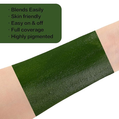 BOBISUKA Green Face Paint, Blendable Cream Body paint, Eye Black for Sports Baseball Softball Football, Face Painting Kit for Zombie, Monster, Camo, Witch Halloween Cosplay, Costume, Parties