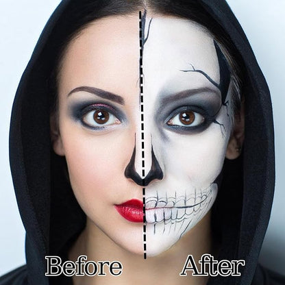 Go Ho Water-Based Clown White Face Paint Stick, Cream to Powder Face Painting, Easy-to-use Body Paint for Halloween SFX Zombie Skeleton Vampire Clown Cosplay Costume Makeup, 0.63oz