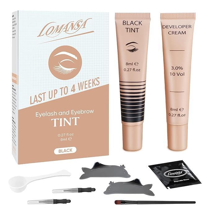 Lash Color Kit Eyelash Color Set Natural Black Brow Color Effects Lasts up to 4 Weeks Voluminous Keratin Fast Coloring for Newbies & Pros