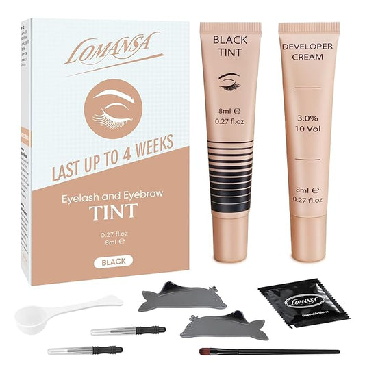 Lash Color Kit Eyelash Color Set Natural Black Brow Color Effects Lasts up to 4 Weeks Voluminous Keratin Fast Coloring for Newbies & Pros