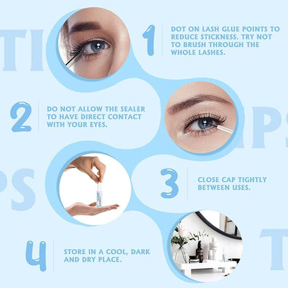 KevKev Overnight Lash Sealer Lash Cluster Seal Lash Sealant for DIY Eyelash Extensions Silicone Brush Cluster Lash Seal Extend Lash Wear Up to 14 Days Easy to Remove 7ml Black