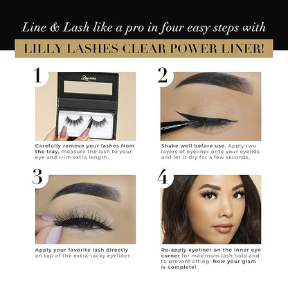 Lilly Lashes Power Liner Eyelash Glue for False Lashes | Clear Lash Glue | Quick Dry, Waterproof, Lash Adhesive | Vegan & Cruelty Free