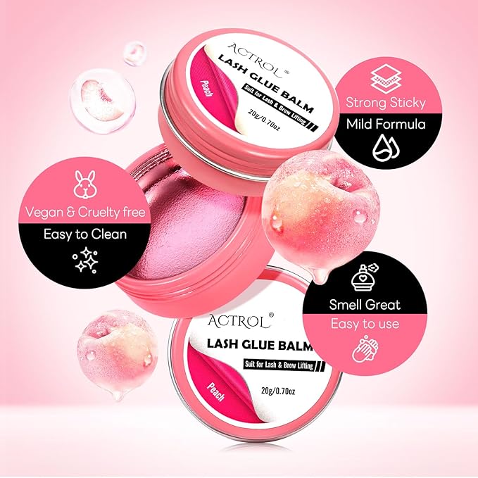 Lash Lift Glue Balm Eyelash Lifting Perm Pink Peach Strong Hold Lash&Brow Perm Glue Balm Brow Adhesive Powerful Sticky Brow Lamination 0.71Oz/20G