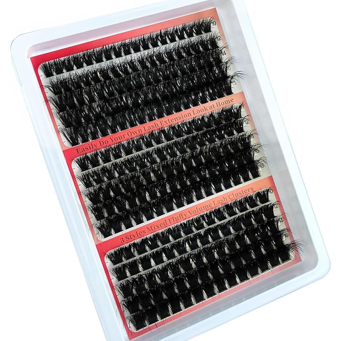 HBZGTLAD Fluffy Cluster Lashes 40D60D80D100D120D Natural Thick Eyelash Clusters D Curl Individual Lashes DIY Eyelashes Extension (240Pcs 100D120D160D)