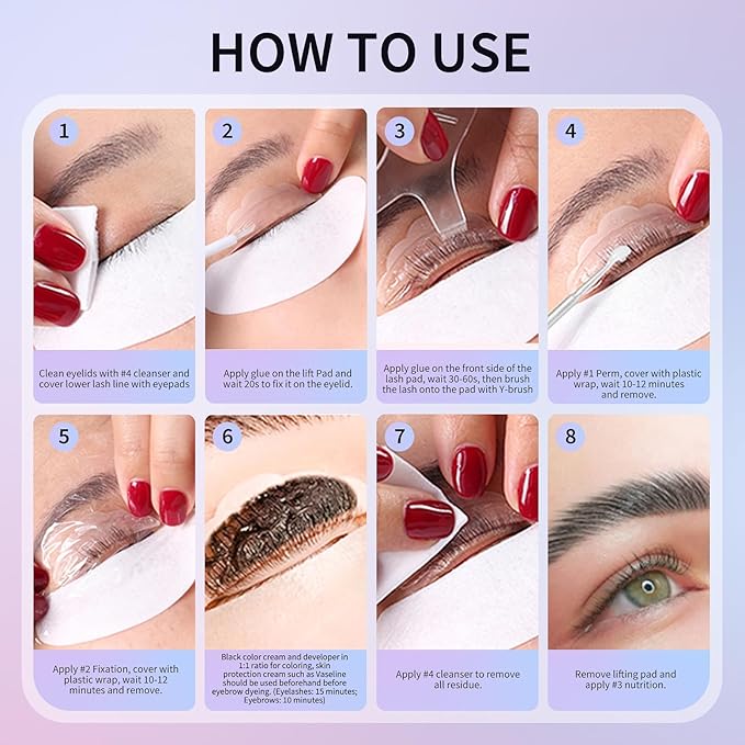 Lash Lift Kit, Black Eyebrow Lamination Kit, Professional Curling Eyelash Perm Kit, Voluminous Make Lash Lifted 4-6 Weeks DIY at Home Achieve Salon-Quality