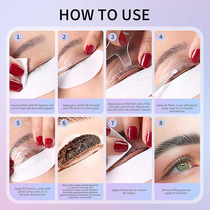 Lash Lift Kit, Black Eyebrow Lamination Kit, Professional Curling Eyelash Perm Kit, Voluminous Make Lash Lifted 4-6 Weeks DIY at Home Achieve Salon-Quality