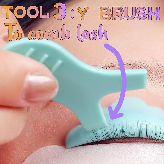 Lash Lift Shield Glueless On Eyelid, Crystal Eyelash Perm Rods, M Curl Lami Lamination Rollers Popular Lash Lifting Innovation - Perimg Guards with Ribbon Tape Eye Pad & Y Brush Lash Lift Tool