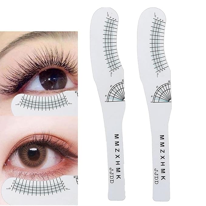 6 Pcs Eyebrow Ruler, Disposable Eyelash Measuring Ruler Eyelash Stencils Ruler Eyelashes Length Curling Degree Ruler Professional Lashes Symmetrical Positioning Extension Styling Tool