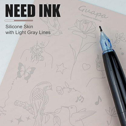 Guapa 2-Sided Printed 1.5MM Silicone Tiny Tattoo Practice Pad – Realistic & Durable for Precision Training