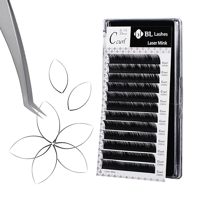 "BL BL Laser Mink Classic Synthetic Lashes, 0.15 Thickness, C Curl 11mm, Natural Semi Permanent Eyelashes, Longer-lasting Eyelash Extension Supplies"