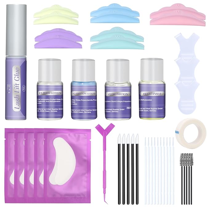 Lash Lift Kit Perm Kit - LZM Eye Lash Lifting Kit, Brow Lamination Kit, Easy to Apply and Long Lasting Finish Eyebrow & Eyelash Lamination, Suitable for Salon & at Home
