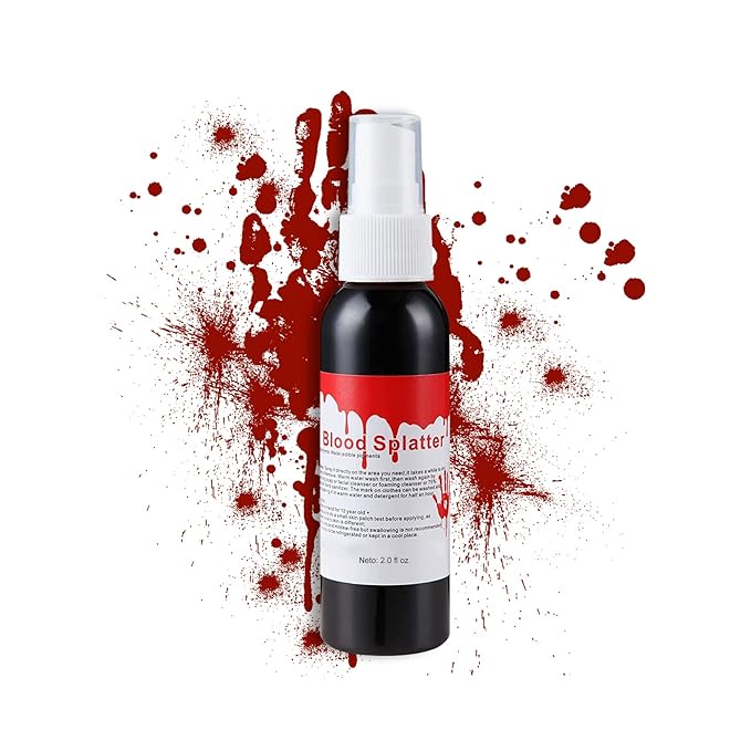 CAHIUYOA Fake Blood Makeup Spray,Fake Blood Special Effects Makeup,Halloween SFX Makeup,Blood Splatter for Zombie Monster Vampire Clown Cosplay Makeup 2.1Oz(60ml)
