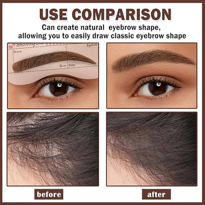 Eyebrow Stencils Kit,One Step Eye Brow Stamp Stencil Kits,Long-lasting Waterproof Eyebrowcolor Stamp with 10 Reusable Shaping Kit for Perfect Eyebrow Makeup