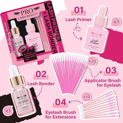 Lash Bonder Lash Primer for Eyelash Extensions Kit Longer Retention Glue Accelerator Lash Sealant Eyelash Bonder Primer 2 IN 1 Pre-Treatment for Professional Lash Extension (15ml+15ml)
