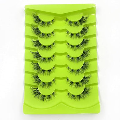 HBZGTLAD NEW 7pairs Cat eye Eyelashes 3D Natural False Lashes 5d Fluffy Soft Cross Manga Lashes Wispy Natural Eyelash Extension Makeup (5D-D06)