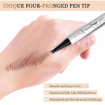 Microblading Eyebrow Pen-Upgraded Eye Brow Pencils for Women Brown with Micro-Fork Tip Applicator, Smudge-Proof and Waterproof Eyebrow Pencil for Natural Hair-Like, Last All-Day Wear, Light Brown