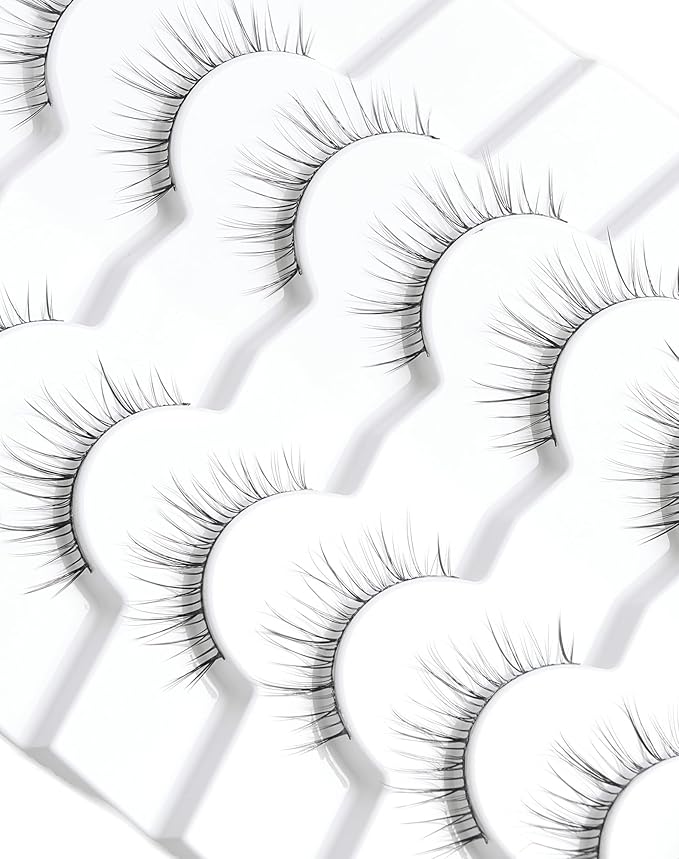 Short Lashes 10mm Natural False Lashes Wispy Eyelashes Lightweight Fake Lashes Thin Band Eyelashes K71