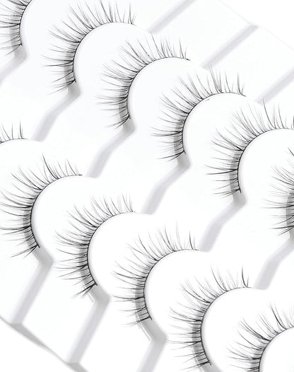 Short Lashes 10mm Natural False Lashes Wispy Eyelashes Lightweight Fake Lashes Thin Band Eyelashes K71